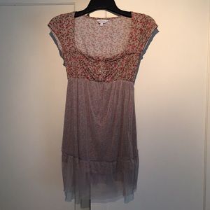 Zara flora long shirt/dress with mesh overlay